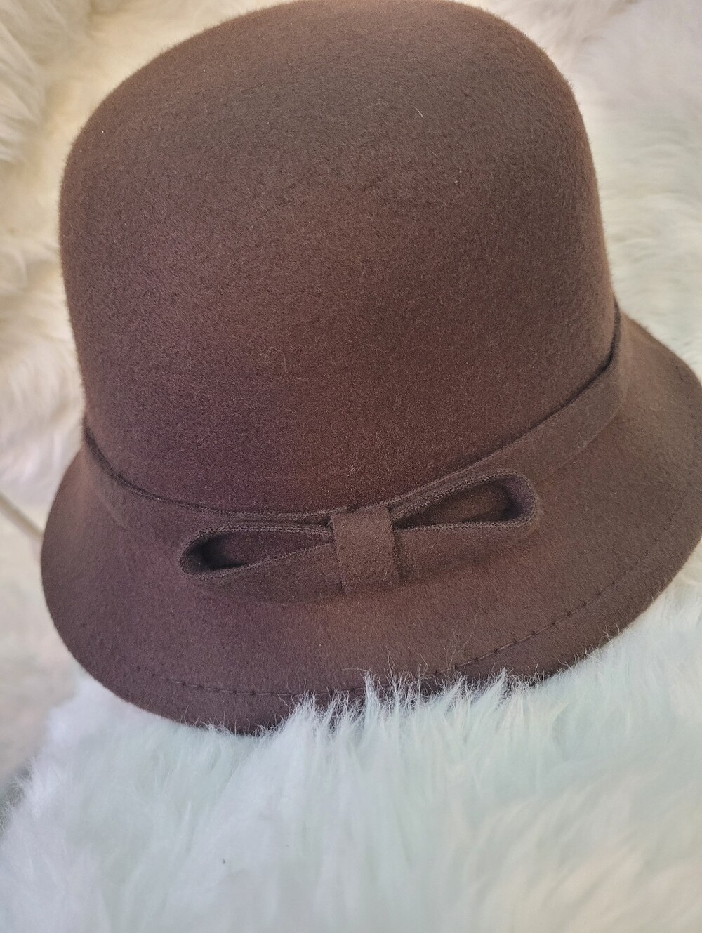 Classic Brown Wool Cloche Hat - Brand